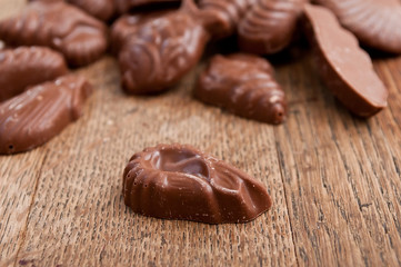 assortiment de chocolat en forme de coquillages et fruits de emr pour Pâques