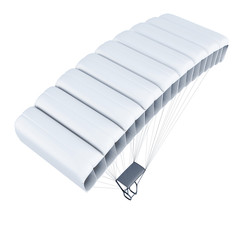 Top view of a parachute, isolated on a white background. 3d rendering.