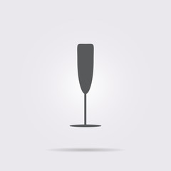 Flat vector icon. On a gray background with shadow. Wineglass.