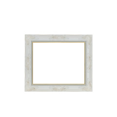 Antique white frame isolated on white background.