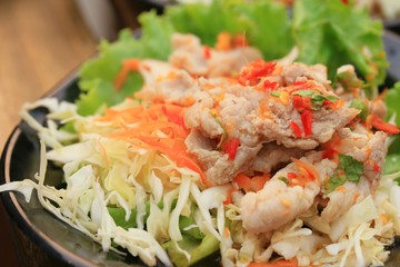 tasty spicy pork salad