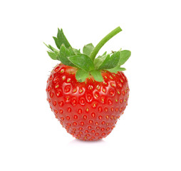 Fresh strawberries were placed on a white background