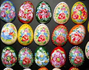 Hand painted beautiful and colorful easter eggs. Jolly colorful easter eggs