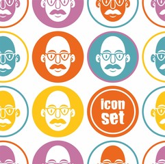 Men head with a mustache and glasses pattern