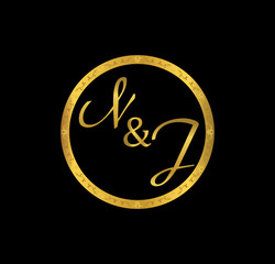 NJ initial wedding in golden ring