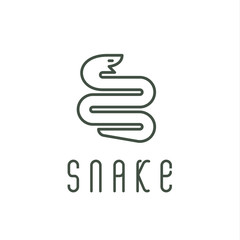 Snake with a linear trending flat style logo illustration