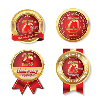 Anniversary golden badges collection 25 years