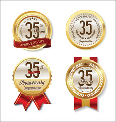 Anniversary golden badges collection 35 years