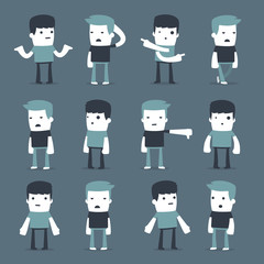 Flat Simple Characters two friends in different situations