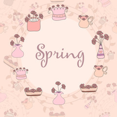 Hand Drawn lovely spring background made in vector.