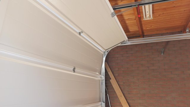 Garage door of a detached house opening