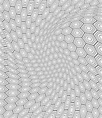 abstract morphed, wraped hexagon background black and white