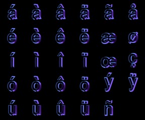 3d font isolated on black background