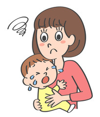 お母さんと泣く赤ちゃん