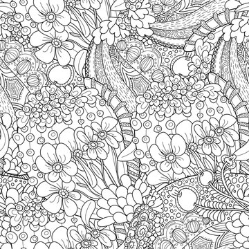 Pattern for coloring book. Ethnic retro design