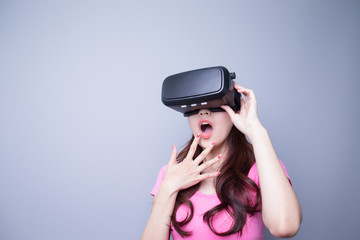 Fear woman watching virtual reality