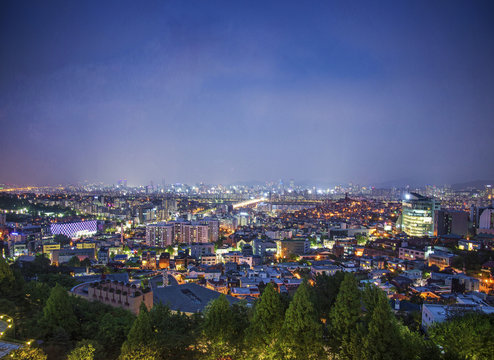 central seoul in south korea at night