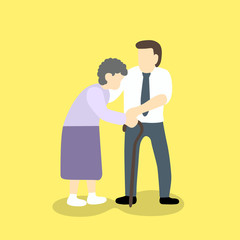 Fototapeta premium Man helping old woman.