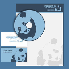 Business card and branding template with panda logo © obereg