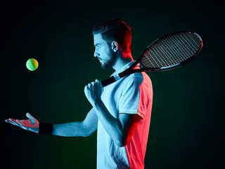Zelfklevend Fotobehang tennis player man isolated © snaptitude