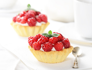 cake with raspberries