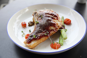 grilled pork chops with vegetables