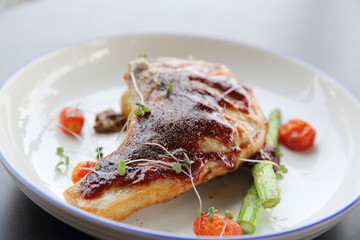 grilled pork chops with vegetables