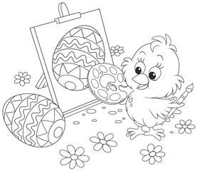 Fototapeta premium Easter Chick painter