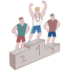 Winner on a podium stand © inkonpaper2