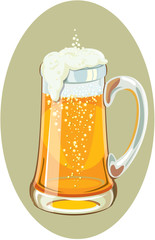 Illustration of a mug full of cold beer