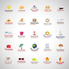 Summer Icons Set-Isolated On Gray Background.Vector Illustration,Graphic Design.Vacation Sign And Icons.For Web,Websites,Print,Presentation Templates, Mobile Applications And Promotional Materials