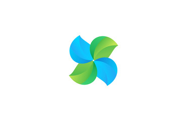 leaf circle flower 3D logo