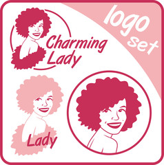 Fototapeta na wymiar charming lady pink sign set