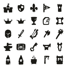 Medieval Castle Icons Freehand Fill
