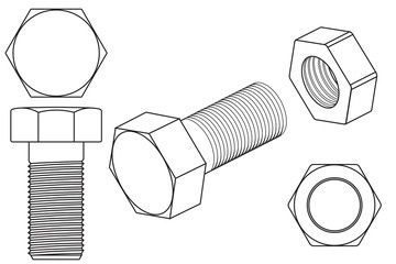 Screw and nut outline