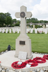 Memorial stone at the crash site where 1st Lt Quentin Roosevelt died on July 14, 1918, Chamery, North-Eastern France. Quentin was a son of Theodore Roosevelt.
