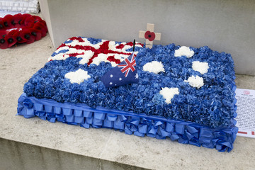 Memorial stone at the crash site where 1st Lt Quentin Roosevelt died on July 14, 1918, Chamery,...