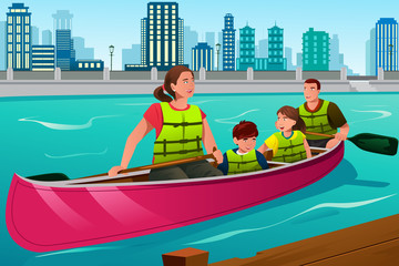 Family Canoeing Together