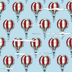 Fototapeta na wymiar Seamless Pattern with Red and White Balloons