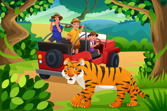 Kids Going to Jungle Safari