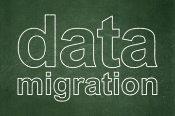 Obraz premium Information concept: Data Migration on chalkboard background