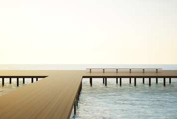 Obraz premium Bridge Seascape and blue sky with white clouds and Lifestyles Concept