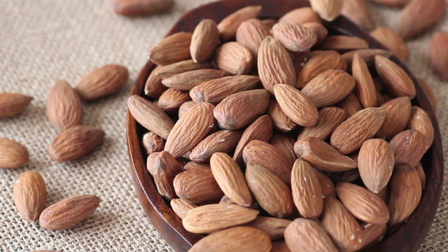 Almonds rotating in bowl