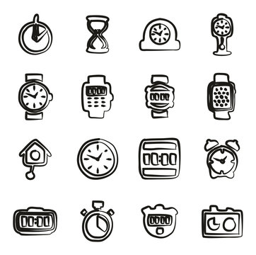 Clock Icons Set 2 Freehand 