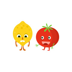 Fototapeta premium Humanized Lemon And Tomato Illustration