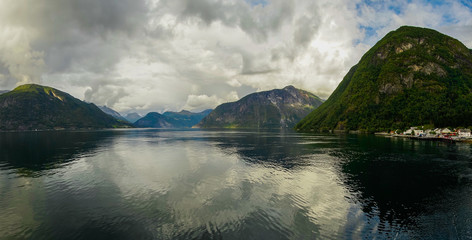 Beautiful summer view of Norwegian fjord.
