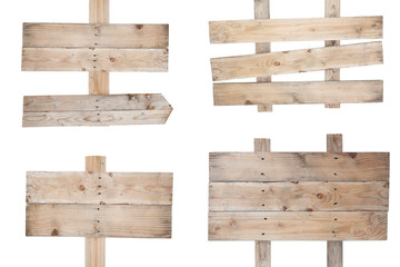 Wooden  sign isolated on white background.