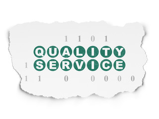 Business concept: Quality Service on Torn Paper background