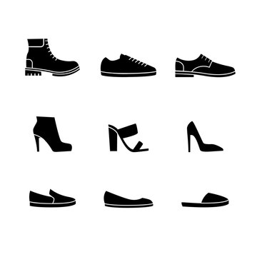 Vector set of shoes silhouettes. 