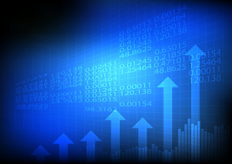 Vector : Stock board with arrow and graph on business background